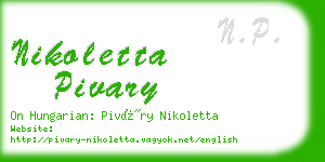 nikoletta pivary business card